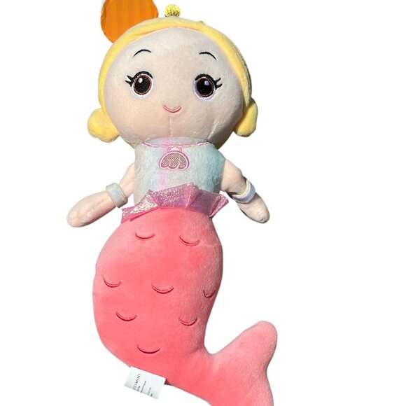 MERMAID Plush Doll 12" Pink Tail Gold Crown Blond Hair Franco Brand - Picture 1 of 7
